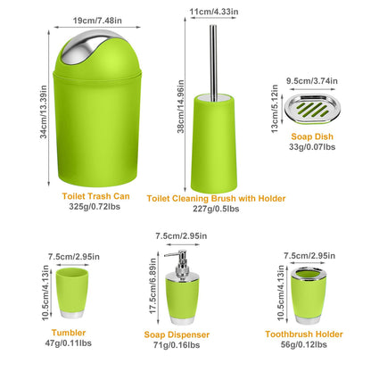 Bathroom Accessories Set 6 Pcs Bathroom Set Ensemble Complete Soap Dispenser Toothbrush Holder - Discount Msrp 