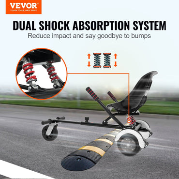 VEVOR Hoverboard Seat Attachment, for 6.5" 8" 8.5" 10" Hoverboards, Dual Shock Absorption System, Grips Control, Adjustable Length 270 LBS load Capacity, Hover Board Buggy Attachment, for Kids Adults - Discount Msrp 