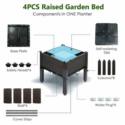Set of 4 Elevated Flower Vegetable Herb Grow Planter Box - Discount Msrp 
