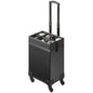 VEVOR 5 in 1 Professional Makeup Train Case Aluminum Cosmetic Case, Rolling Makeup Case Extra Large Trolley Makeup Travel Organizer, with 360° Swivel Wheels & Adjustable Pull Rod, Black - Discount Msrp 