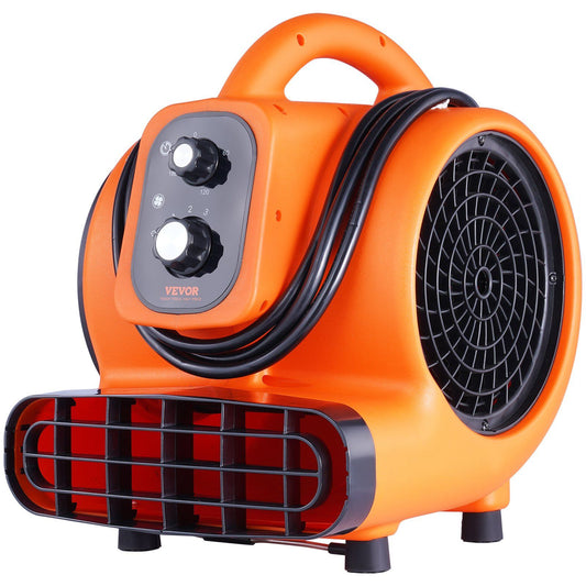 VEVOR Floor Blower, 1/4 HP, 1000 CFM Air Mover for Drying and Cooling, Portable Carpet Dryer Fan with 4 Blowing Angles and Time Function, for Janitorial, Home, Commercial, Industrail Use, ETL Listed - Discount Msrp 