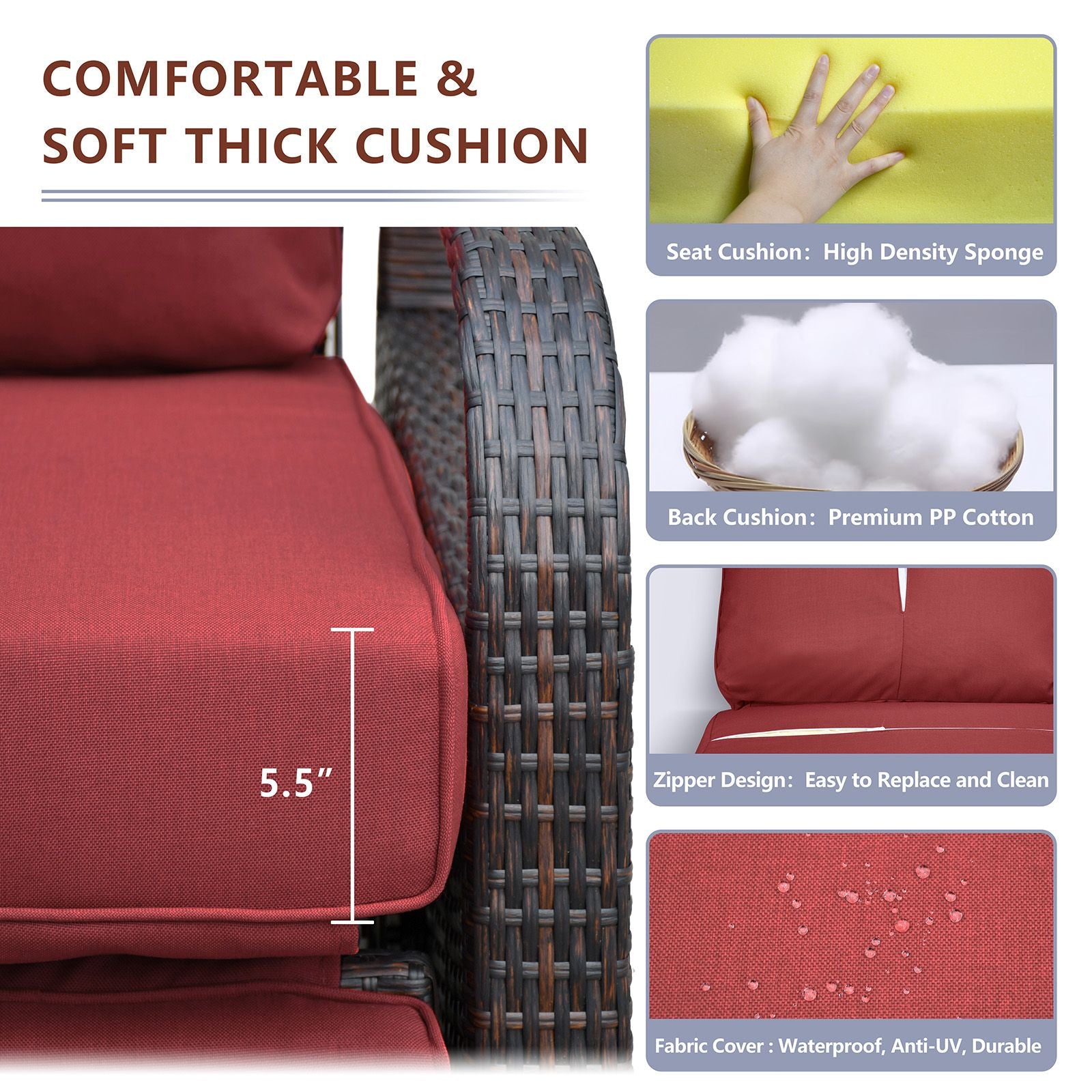 Outdoor Recliner Chair; Automatic Adjustable Wicker Lounge Recliner Chair with 5.12'' Thicken Cushion - Discount Msrp 