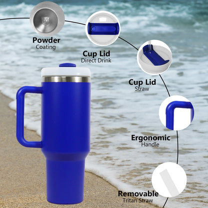 40oz V2 large capacity tumbler, With Handle And Straw Lid, Insulated Reusable Stainless Steel Water Bottles Travel Mug Coffee Cup car cup water cup For Men Women Outdoor Camping Driving, gift - Discount Msrp 