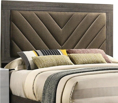 Contemporary 1pc Queen Size Bed Bedroom Furniture Upholstered Headboard Rubberwood 1pc Bedframe Gray Finish - Discount Msrp 