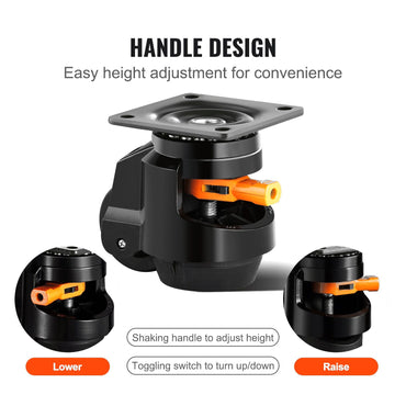 Heavy Duty Leveling Casters 4-Pack | 1000kg/2200LB Capacity with 2.5" Wheels | Precision 360° Swivel & Reinforced Handle for Workbench, Machinery, Industrial Equipment | Floor Protection & Noise-Free - Discount Msrp 