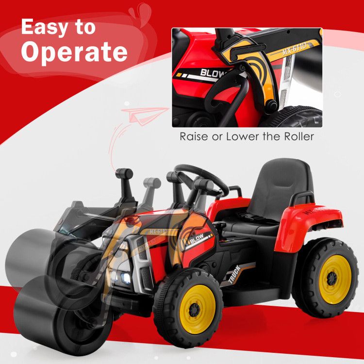12V Kids Ride on Road Roller with 2.4G Remote Control - Discount Msrp 