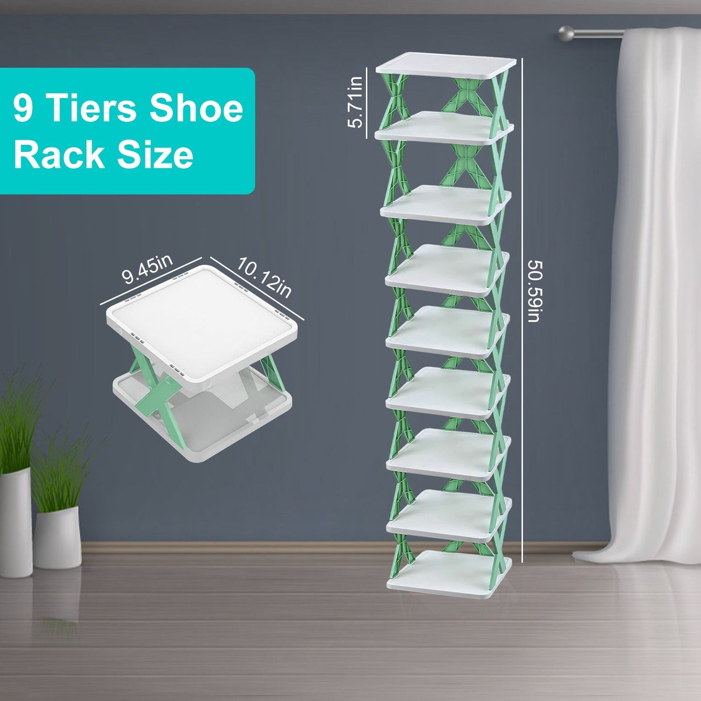 9Tier Narrow Entryway Shoe Rack Plastic Vertical Shoe Organizer Space Saving Free Standing Shoes Storage Shelf Closet Hallway - Discount Msrp 
