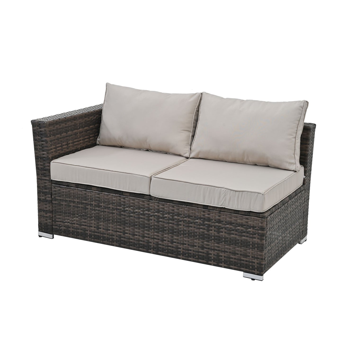 Patio Furniture, Outdoor Furniture, Seasonal PE Wicker Furniture, 4 Set Wicker Furniture With Tempered Glass Coffee Table - Discount Msrp 