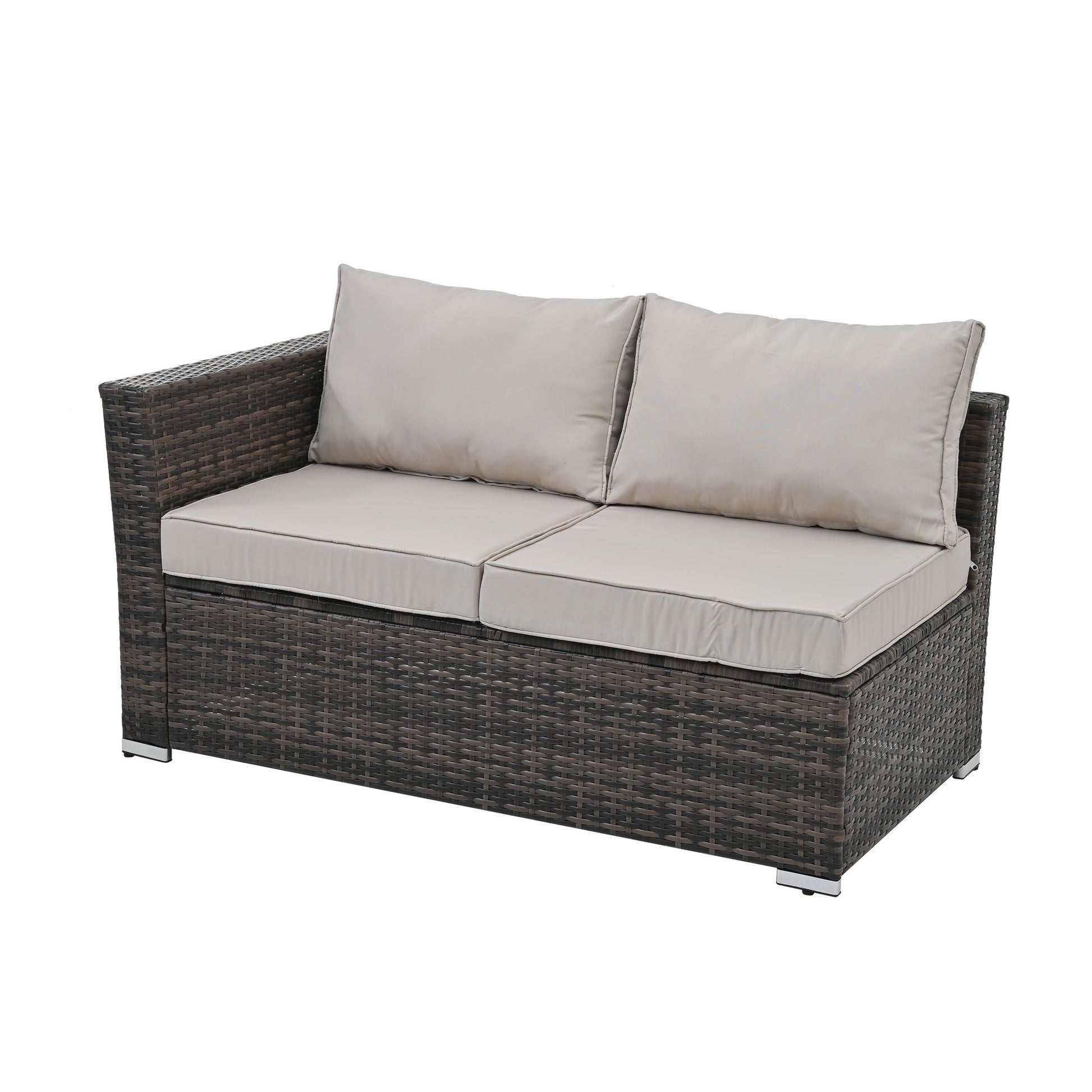 Patio Furniture, Outdoor Furniture, Seasonal PE Wicker Furniture, 4 Set Wicker Furniture With Tempered Glass Coffee Table - Discount Msrp 