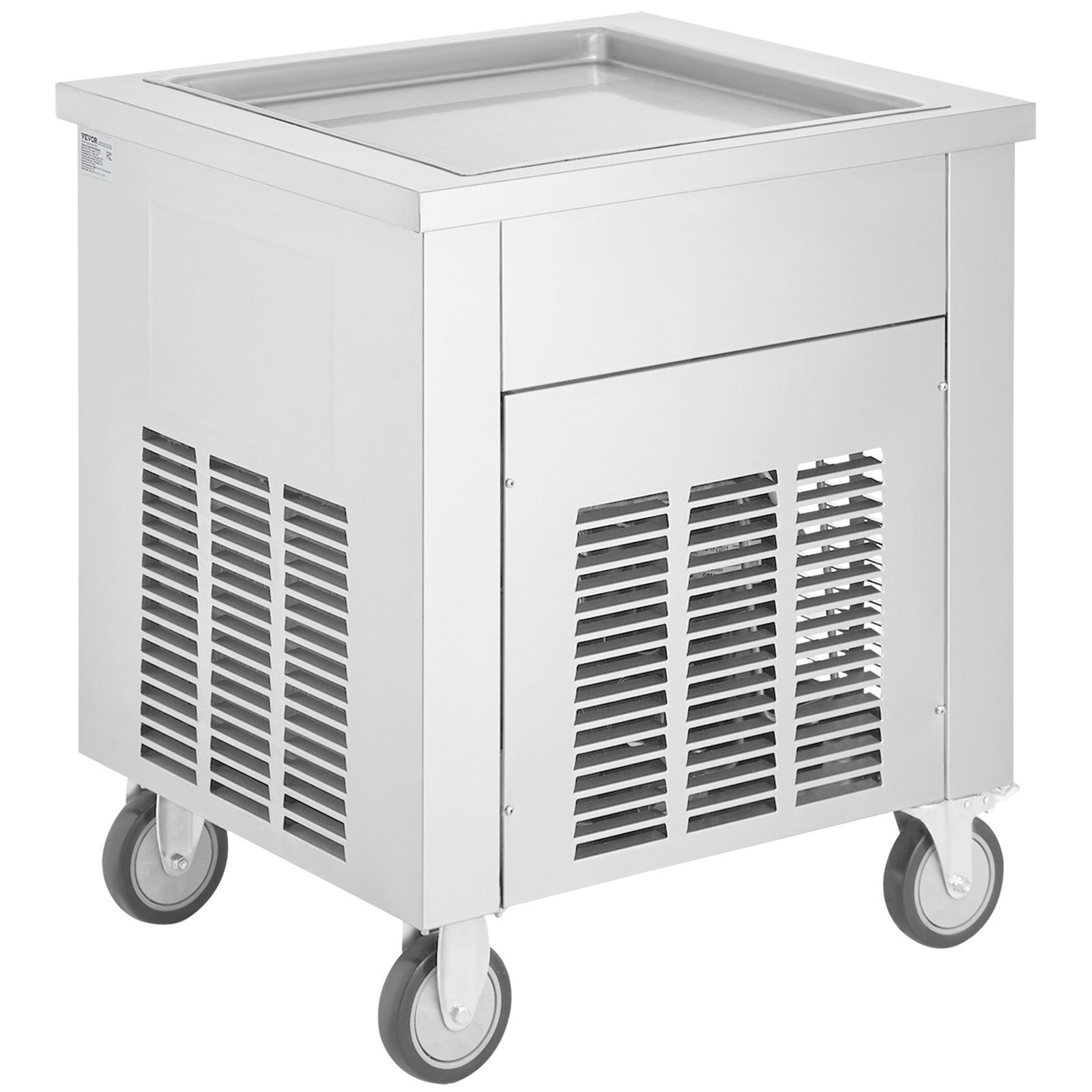 VEVOR Fried Ice Cream Roll Machine, 19.7" x 19.7" Square Stir-Fried Ice Cream Pan, Stainless Steel Commercial Rolled Ice Cream Maker with Compressor and 2 Scrapers, for Making Ice Cream, Frozen Yogurt - Discount Msrp 