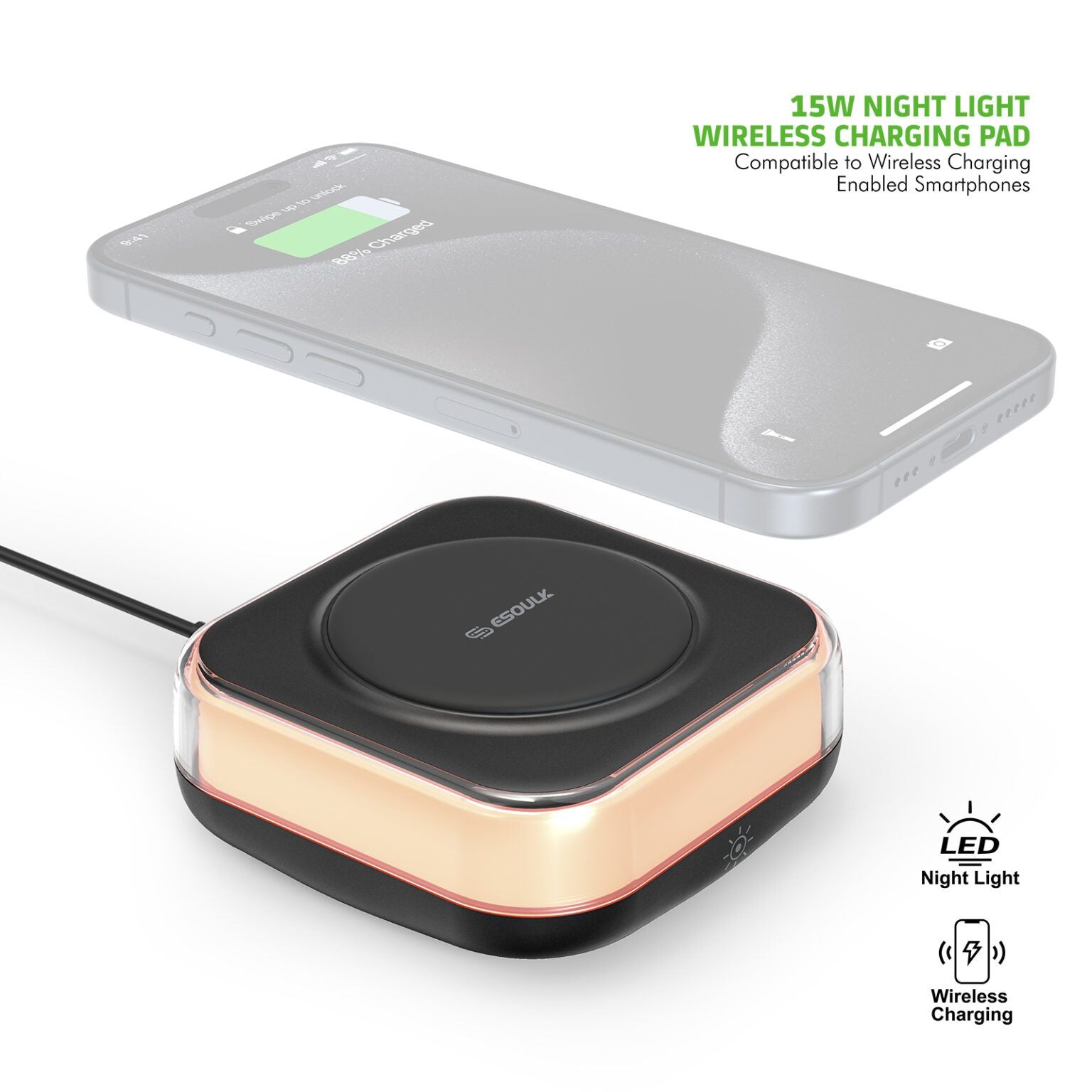 Light + Power + Sleep Wireless Charger - Discount Msrp 