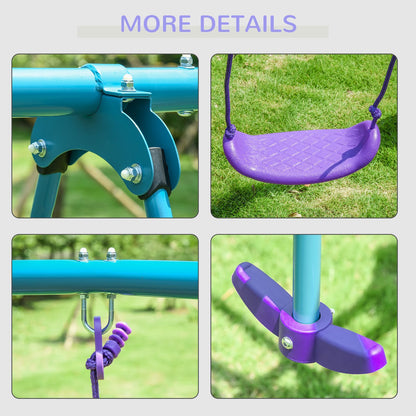 Outsunny Metal Swing Set with Glider, Two Swing Seats and Adjustable Height, Outdoor Heavy Duty A-Frame Suitable for Playground, Backyard, Purple - Discount Msrp 