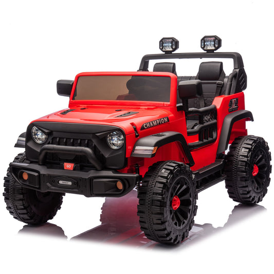 24V Two-seater Kids Ride On Electric Car W/parents control,Seat width 19.69in,400W motor,Four-wheel suspension,light&searchlight,USB,MP3,Bluetooth,Provide a speed of 1.86-4.35MPH for kids of 3+. - Discount Msrp 