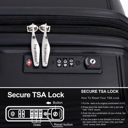 Expandable Hardshell Suitcase Double Spinner Wheels PP Luggage Sets Lightweight Durable Suitcase with TSA Lock,3-Piece Set (20/24/28) ,Black - Discount Msrp 