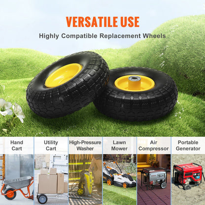 VEVOR Solid PU Run-Flat Tire Wheel, 10", 2-Pack, 400 lbs Dynamic Load, 450 lbs Static Load, Flat Free Tubeless Tires and Wheels for Hand Truck, Utility Cart, Dollies, Garden Trailers, Various Carts - Discount Msrp 