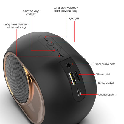 Powerful Rock Bass Subwoofer Built-in HD Microphone Sound Box 8 Hours Listening Time Portable Bluetooth Wireless Speakers - Discount Msrp 