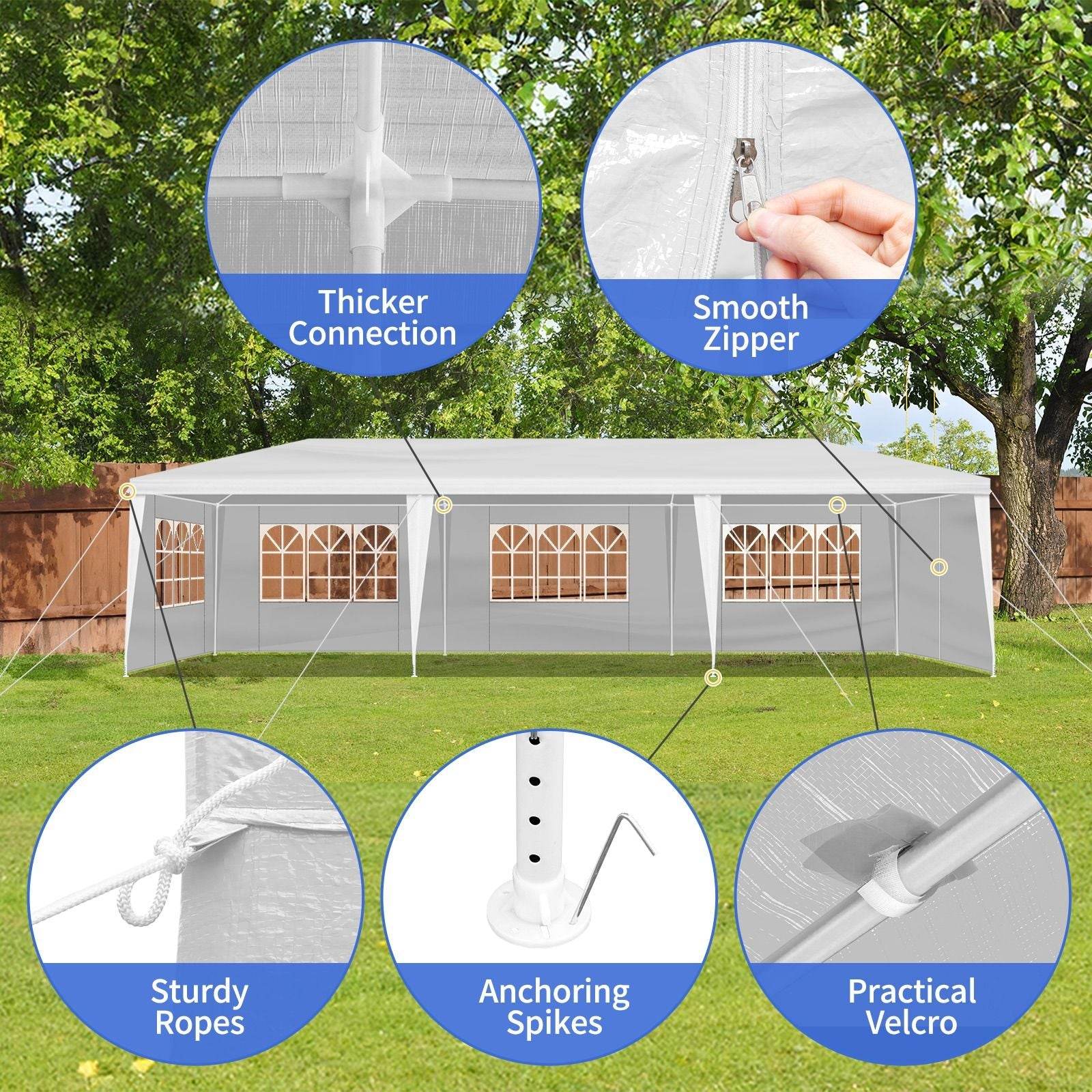 1 Set of 10'x30' Party Tent Canopy for Outdoor Weddings, Heavy-Duty Waterproof Event Shelter with Removable Sidewalls, Ideal for Parties, Booths, and Gatherings. - Discount Msrp 