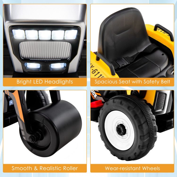 12V Kids Ride on Road Roller with 2.4G Remote Control - Discount Msrp 