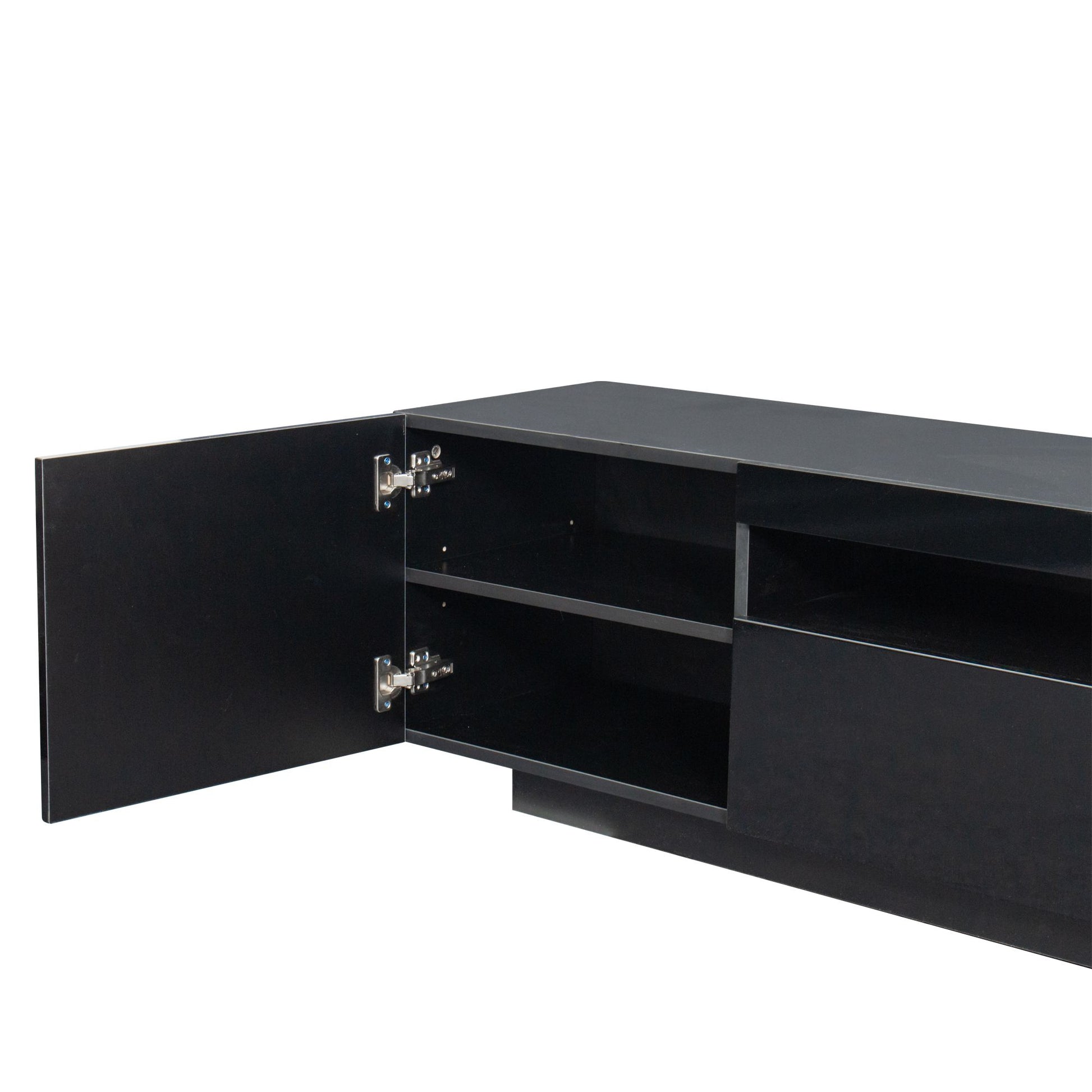 TV Cabinet Wholesale, Black TV Stand with Lights, Modern LED TV Cabinet with Storage Drawers, Living Room Entertainment Center Media - Discount Msrp 