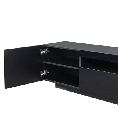 TV Cabinet Wholesale, Black TV Stand with Lights, Modern LED TV Cabinet with Storage Drawers, Living Room Entertainment Center Media - Discount Msrp 