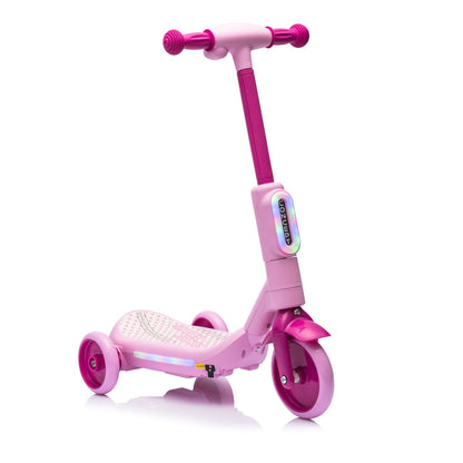 2in1 Kids Ride On Three-Wheel Electric Scooter,Tail Color Lights W/Spray,Wider Pedal,PU Wheels For Effective Floor Protection,Independent Light Switch With Music,One Button Acceleration For Kids 3+ - Discount Msrp 