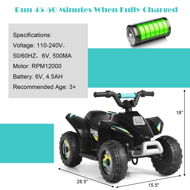 6V Kids Electric ATV 4 Wheels Ride-On Toy - Discount Msrp 