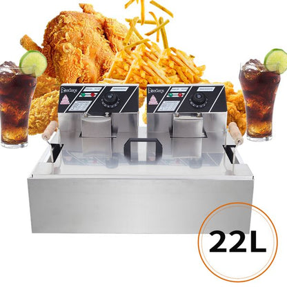 [Replace the old encoding 82308600]Eh83O 110V Oil Consumption 12.7Qt/12L Oil Pan Total Capacity 23.26Qt/22L Stainless Steel Large Single-Cylinder Electric Fryer 5000W Max - Discount Msrp 