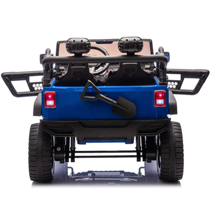 24V Two-Seater Kids Ride On Truck Car W/Parents Control,200w*2,Seat width 20.28in,Four-wheel Suspension,LED Lights,Music,MP3,Bluetooth,Two independent seat belts,Suitable for off-road For Kids Aged 3+ - Discount Msrp 