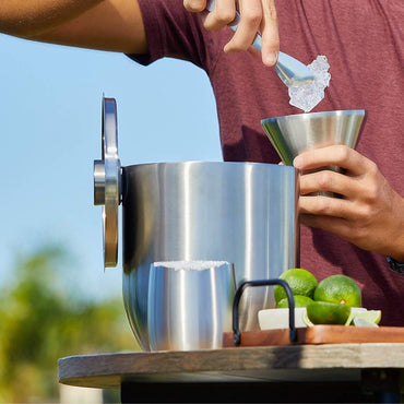 Stainless Steel Ice Bucket with Rocks Glass Set, Steel - Discount Msrp 