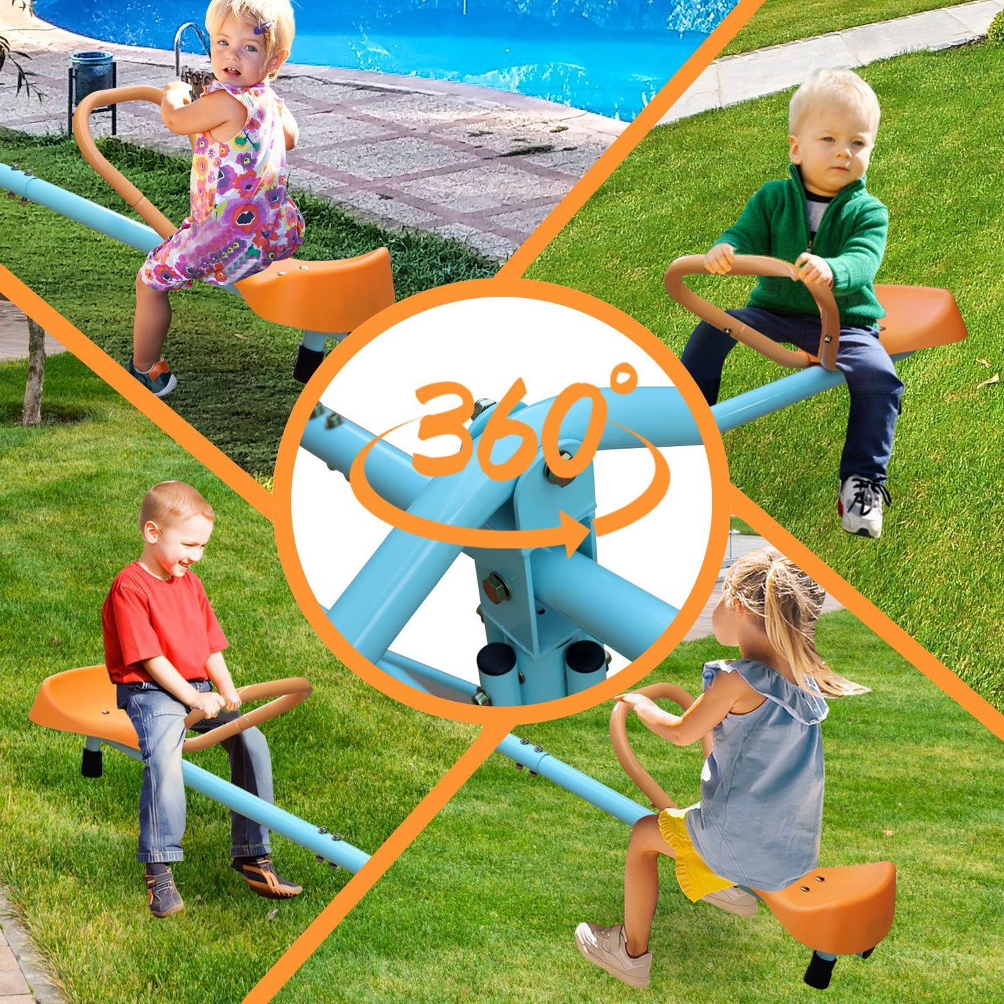 Outdoor Kids Spinning Seesaw Sit and Spin Teeter Totter Outdoor Playground Equipment Swivel Teeter Totter for Backyard - Discount Msrp 