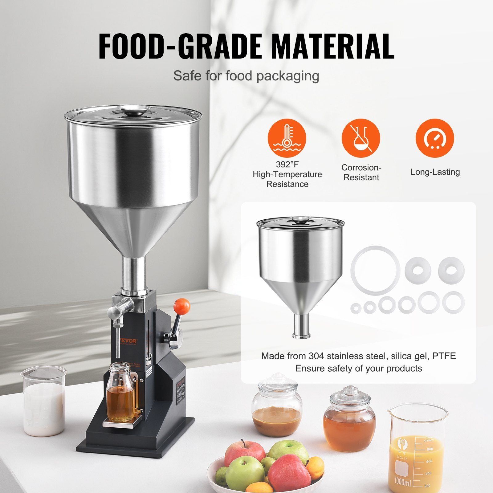 VEVOR Manual Paste Liquid Filling Machine, 5-50ml Bottle Filler, Adjustable Bottle Filling Machine, Stainless Steel Liquid Filler with Hopper for Milk Water Juice Essential Oil Shampoo Cosmetic Honey - Discount Msrp 