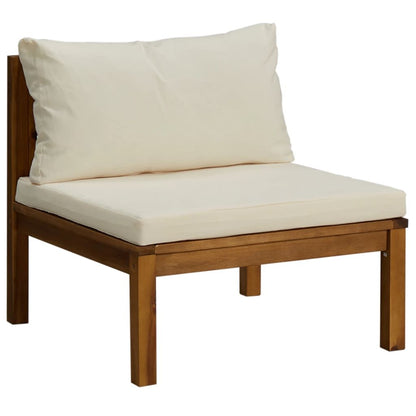 7 Piece Patio Lounge Set with Cream Cushion Solid Acacia Wood - Discount Msrp 