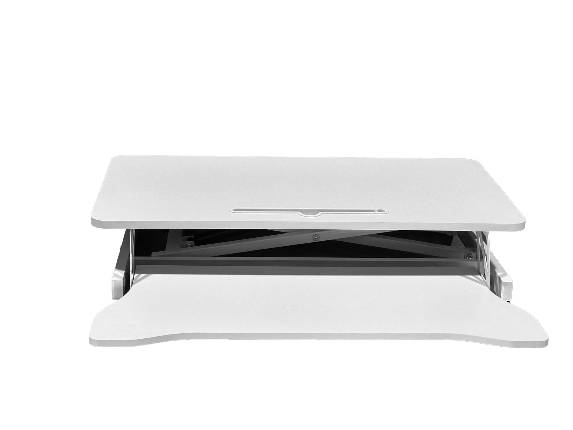 32 Inch Desk Converter, Height Adjustable Sit to Stand Riser, Dual Monitor and Laptop Workstation with Wide Keyboard Tray, White - Discount Msrp 