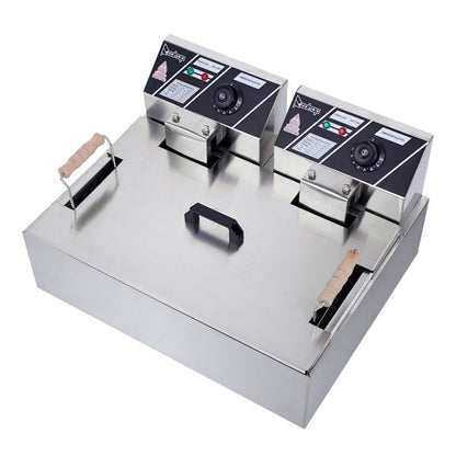 [Replace the old encoding 82308600]Eh83O 110V Oil Consumption 12.7Qt/12L Oil Pan Total Capacity 23.26Qt/22L Stainless Steel Large Single-Cylinder Electric Fryer 5000W Max - Discount Msrp 