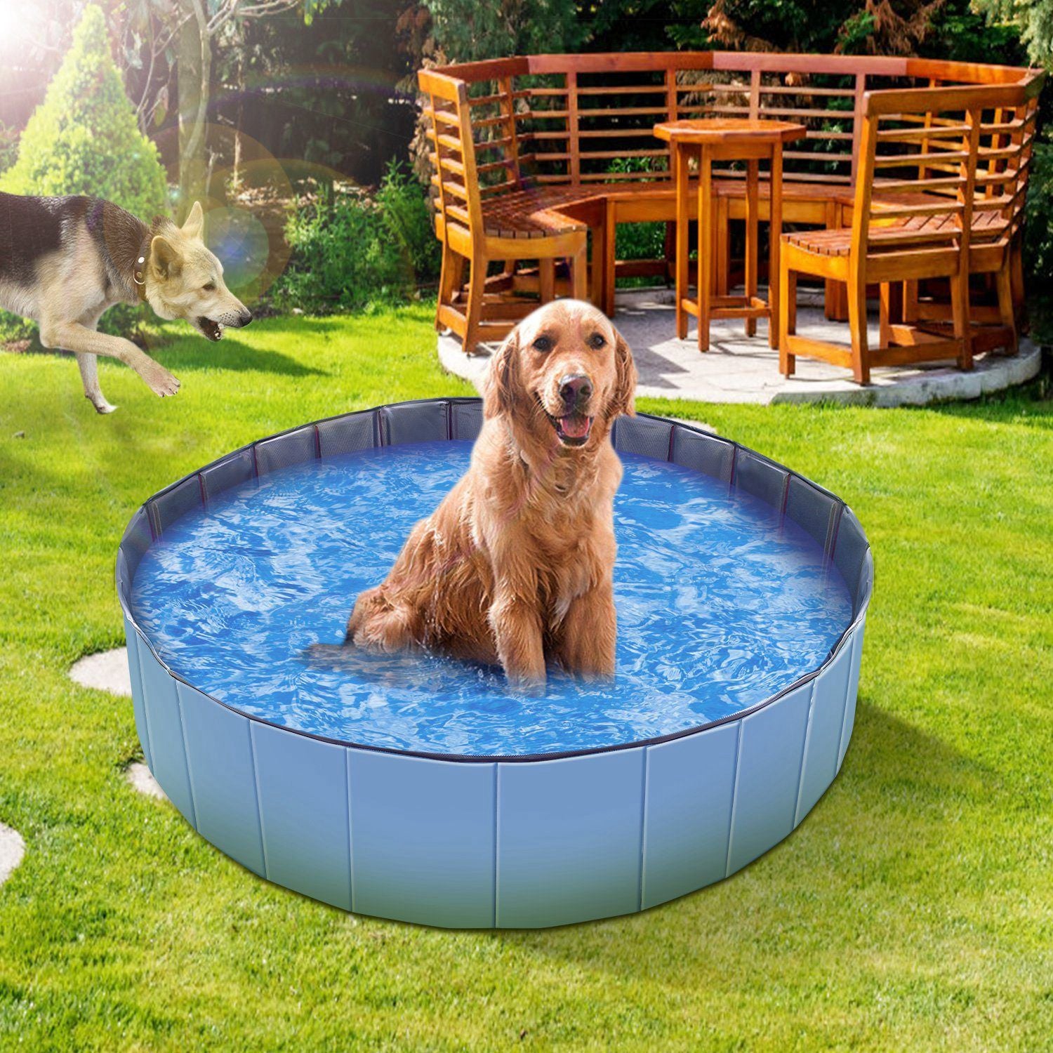 Foldable Pet Swimming Pool PVC Kiddie Baby Dog Swim Pool Bathing Tub Playmat Kids Pools - Discount Msrp 