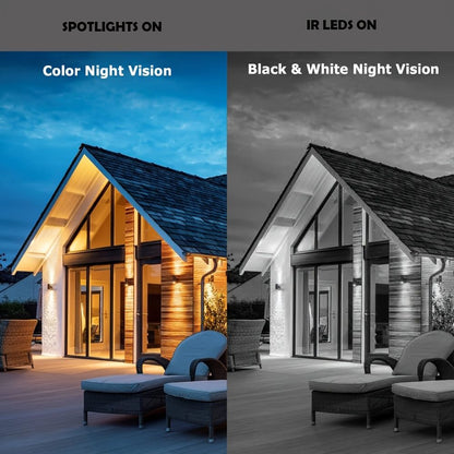 Security Cameras Outdoor - 1080P Color Night Vision Wireless WiFi Home Video Surveillance Pan & Tilt 360° View; Auto Tracking Smart Alerts; 2-Way Audio; Weatherproof Without TF/SD Card - Discount Msrp 