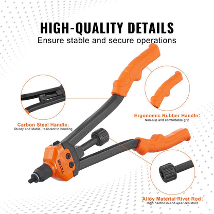 VEVOR 16" Rivet Nut Tool, Labor-Saving Rivnut Tool Kit with 13PCS Metric & SAE Mandrels, 186PCS Rivet Nuts,M3, M4, M5, M6, M8, M10, M12, 1/4-20, 5/16-18, 3/8-16,1/2-13, 8-32, 10-24 With Carrying Case - Discount Msrp 
