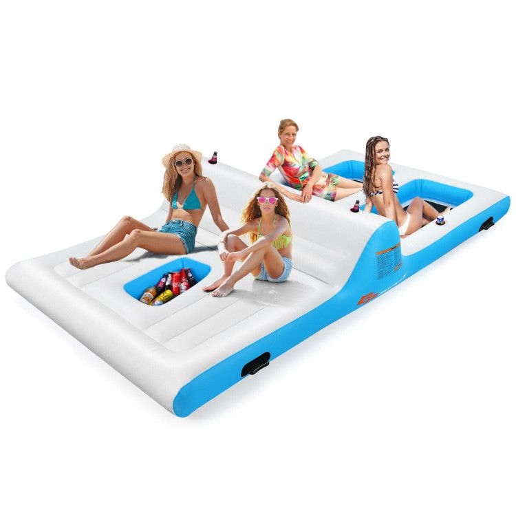 Floating 4-Person Inflatable Lounge Raft with 130W Electric Air - Discount Msrp 