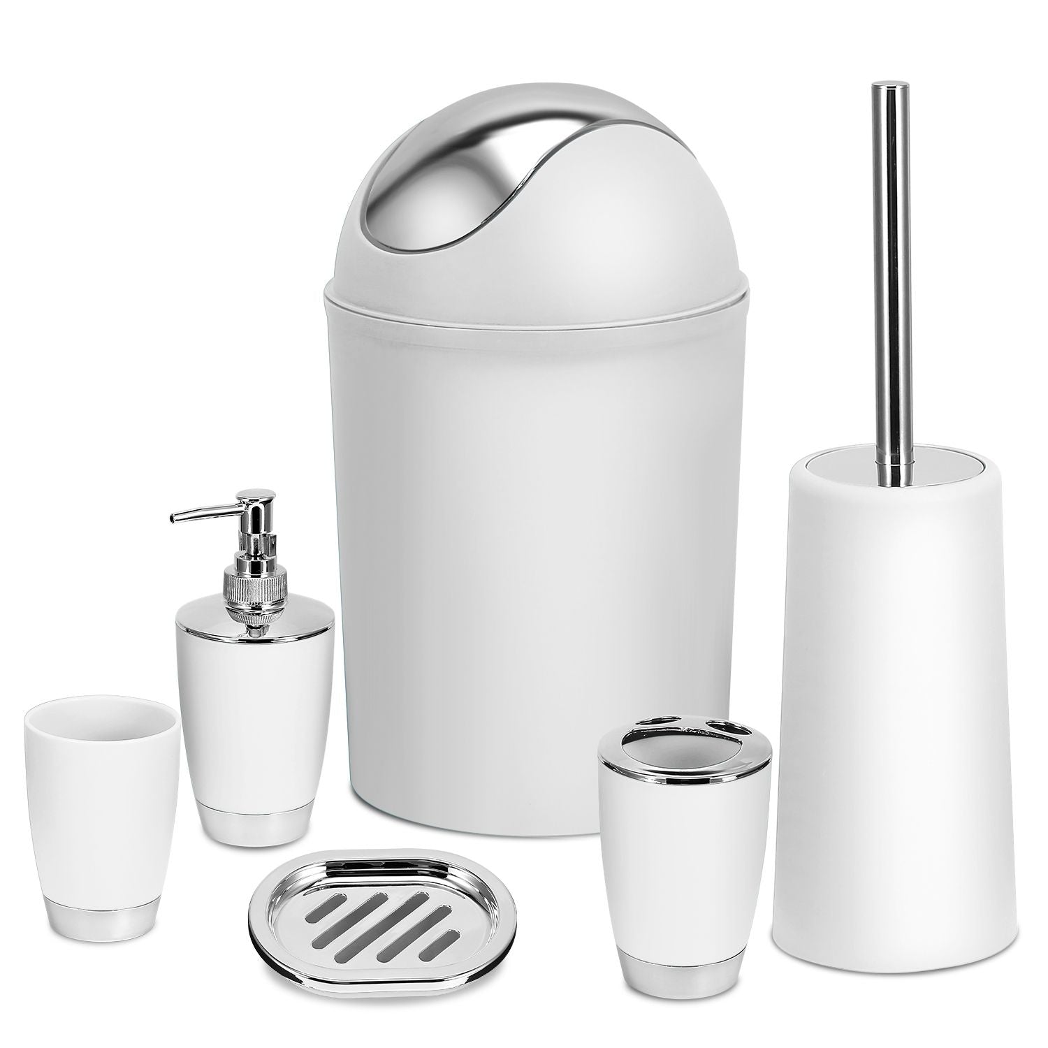 Bathroom Accessories Set 6 Pcs Bathroom Set Ensemble Complete Soap Dispenser Toothbrush Holder - Discount Msrp 