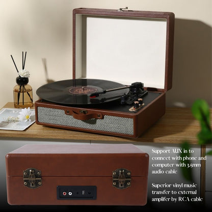 Portable Vinyl record player S350,with 2 Stereo Speakers, Wireless 3-Speed 33/45/78RPM, Support Headphone Jack/USB/AUX-IN/RCA-Out/Recording - Discount Msrp 