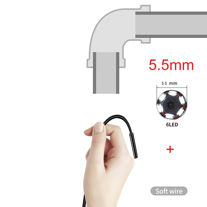 Endoscope Camera Waterproof IP67 Adjustable Soft Hard Wire 6 LEDS 7mm Automotive Endoscope Camera For Android USB Phone PC - Discount Msrp 