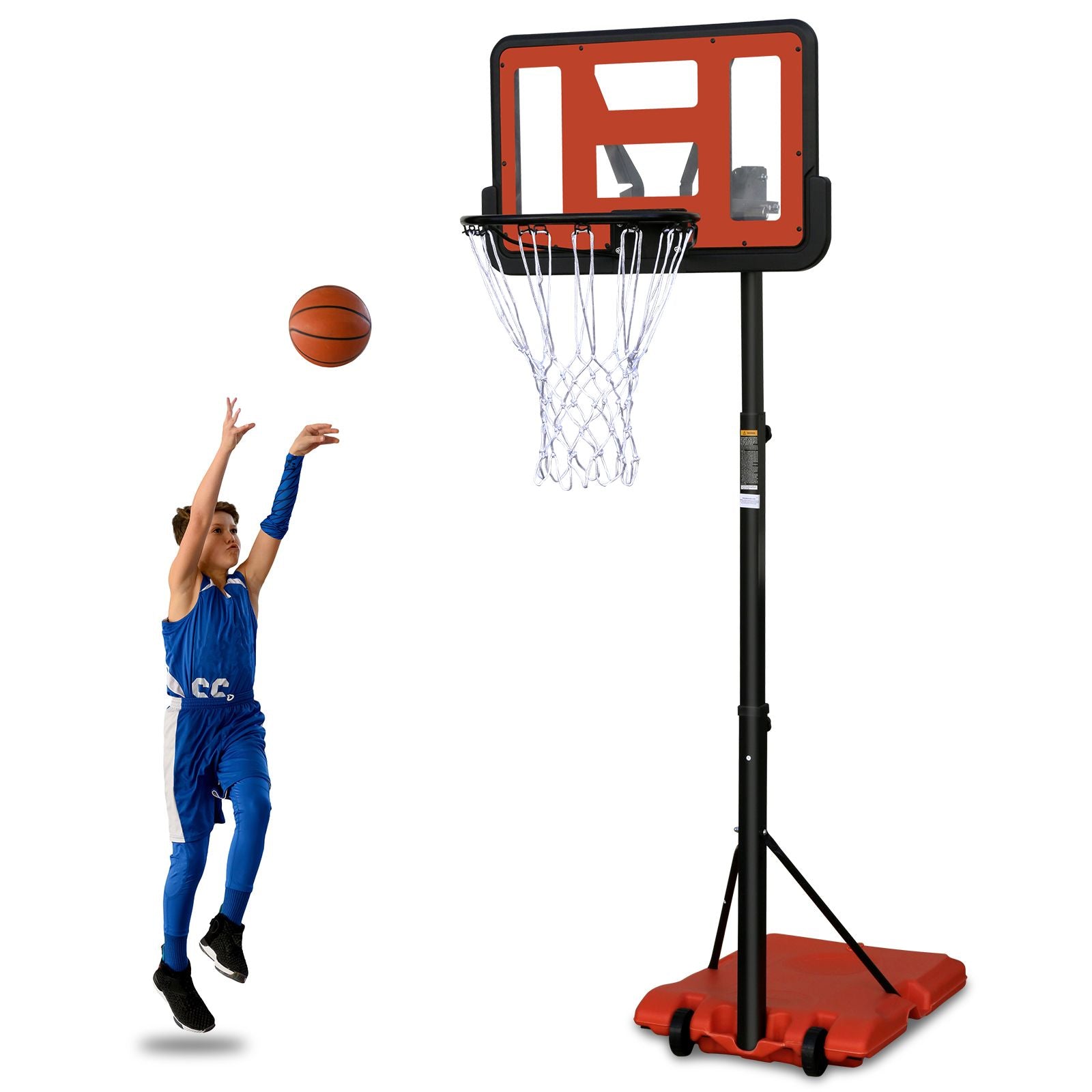 Use for Outdoor Height Adjustable 4.8 to 7.7ft Basketball Hoop 28 Inch Backboard Portable Basketball Goal System with Stable Base and Wheels - Discount Msrp 