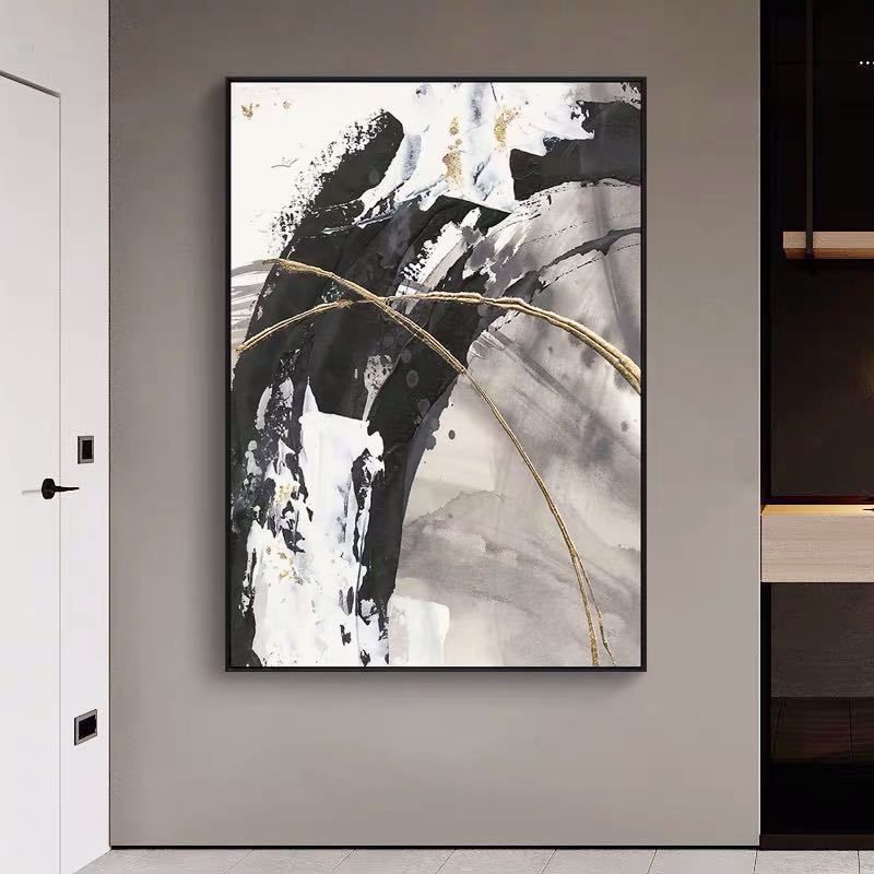 100% Hand Painted High Quality Abstract Canvas Oil Painting Thick Textured GOLDEN Wall Art Large Modern Living Room Porch Decoration No Framed - Discount Msrp 