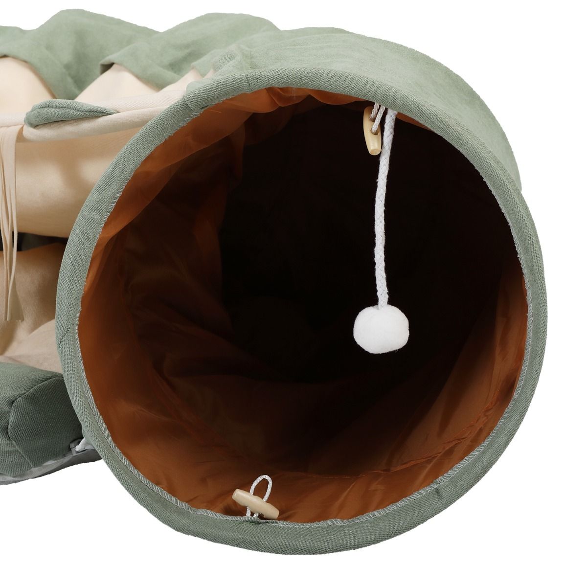 Cat's Telescopic Tunnel Cushioned Bed Pet Nest Teasing Balls Zipper Connection Feline Supplies, Bright Green XH - Discount Msrp 