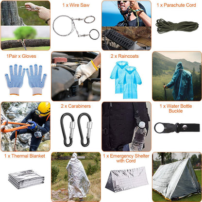 125Pcs Survival Kits Professional Emergency Survival Gear Tactical First Aid Kit Supplies for Outdoor Adventure Camping Hiking Hunting - Discount Msrp 