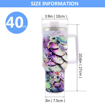 1pc 40oz Water Bottles,5D Little Turtle Series Tumbler,Large Capacity Stainless Steel Tumbler Insulation Cup With Lid And Straw For Women,Camping,Driving,skiing,Thermocoolers.Best Gift - Discount Msrp 
