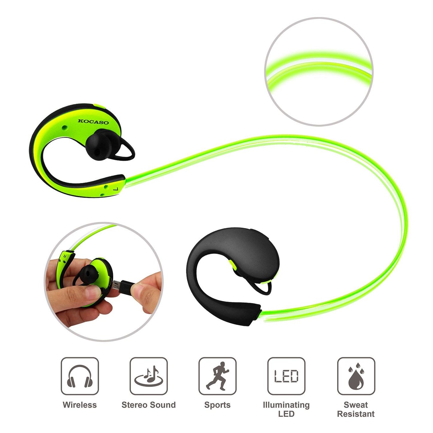 Wireless Sports Headsets Wireless V4.1 Neckband Earphones HD Stereo Sweat-proof Headphones Earbuds - Discount Msrp 
