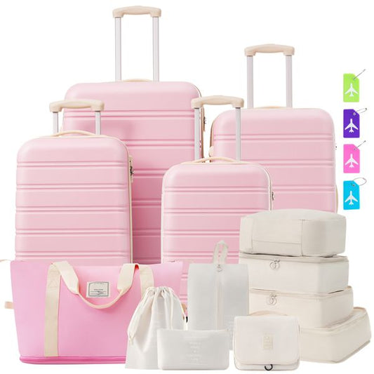 Hardshell Luggage Sets 4 pcs + Bag Spinner Suitcase with TSA Lock Lightweight-16"+20"+24"+28" Luggages - Discount Msrp 