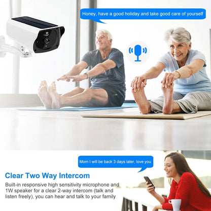 1080P Solar Powered WiFi IP Camera Two-Way Intercom Security Surveillance Camera - Discount Msrp 
