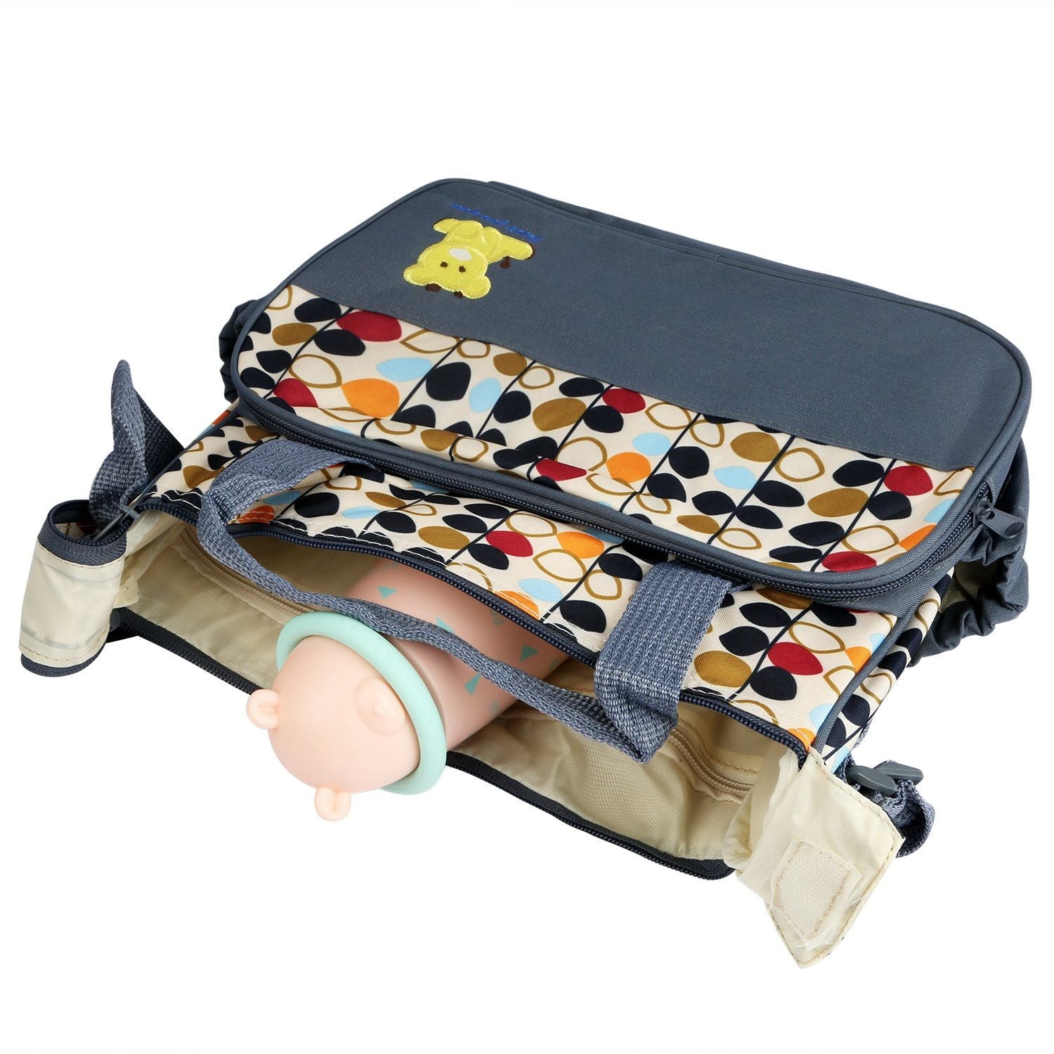 5PCS Baby Nappy Diaper Bags Set Mummy Diaper Shoulder Bags w/ Nappy Changing Pad Insulated Pockets Travel Tote Bags - Discount Msrp 